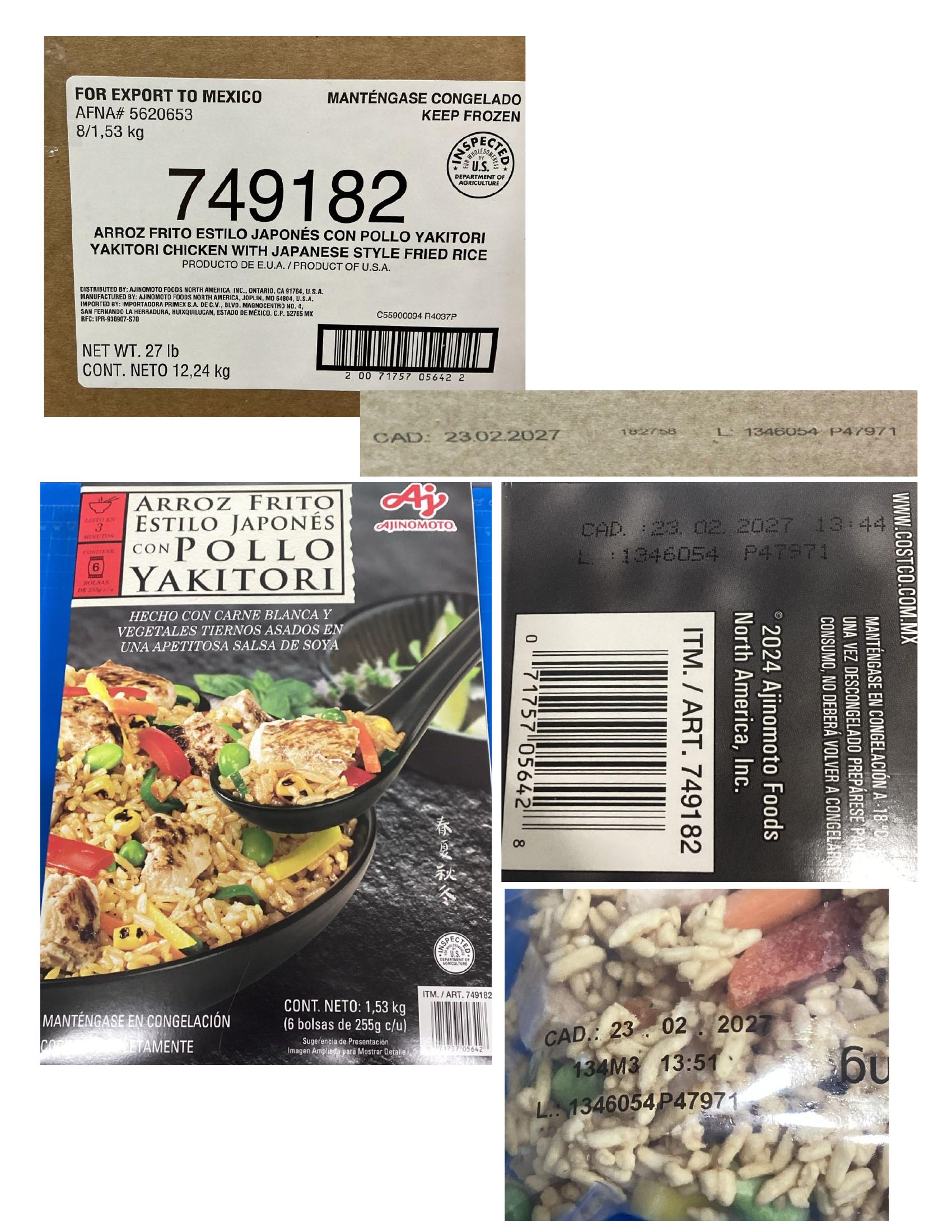 Product label for Ajinomoto Recalls Chicken and Pork Products for Glass Contamination (page 10)