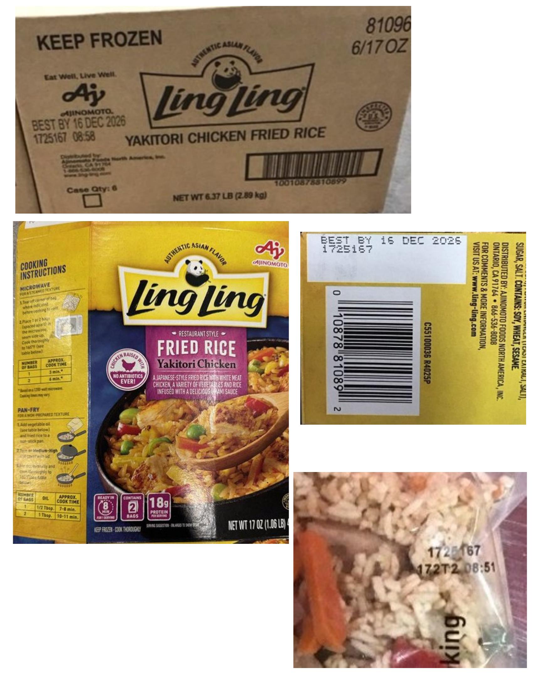 Product label for Ajinomoto Recalls Chicken and Pork Products for Glass Contamination (page 12)