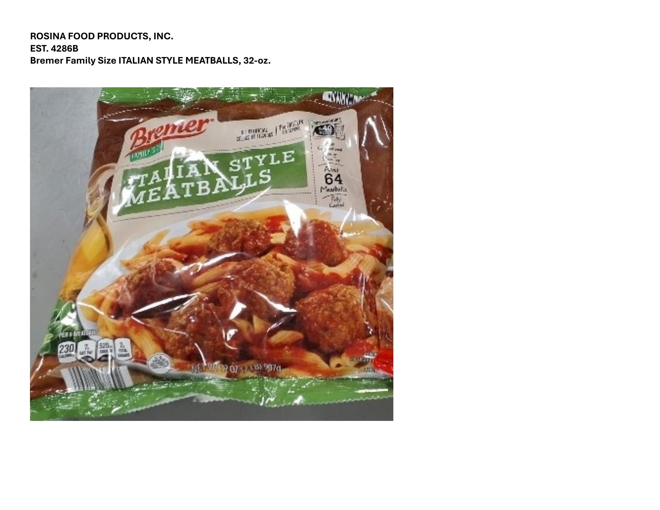 Rosina Recalls Meatballs for Potential Metal Contamination