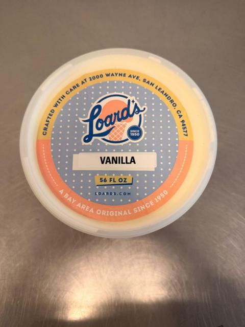 Image of lid of Loard’s Vanilla 56 FL OZ Ice Cream
