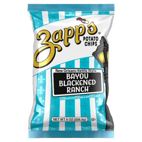 8 oz Zapp’s Bayou Blackened Ranch Potato Chips , front label