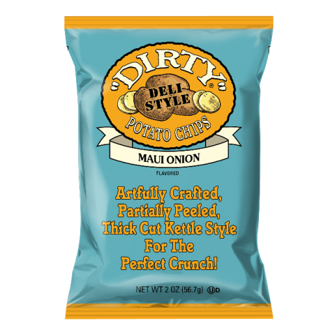 2 oz Dirty Maui Onion Potato Chips, front label