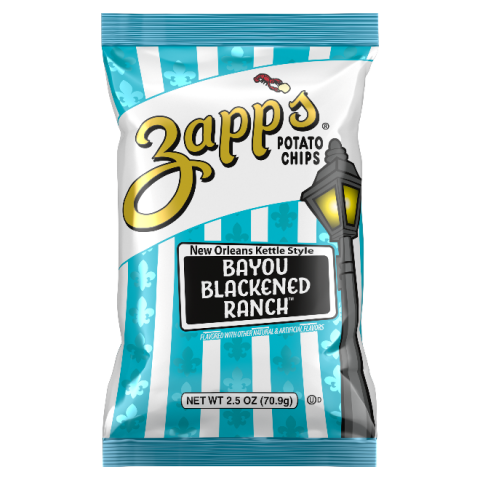 2.5 oz Zapp’s Bayou Blackened Ranch Potato Chips, front label
