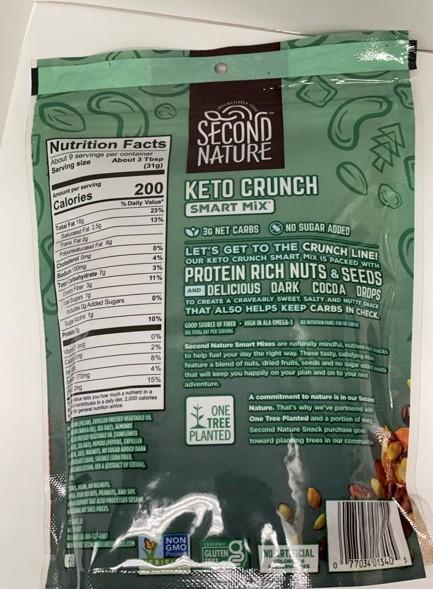 Back of package, Second Nature Keto Crunch Smart Mix