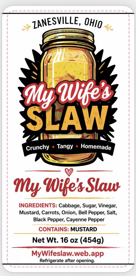 My Wife’s Slaw, Net Wt. 16 oz label