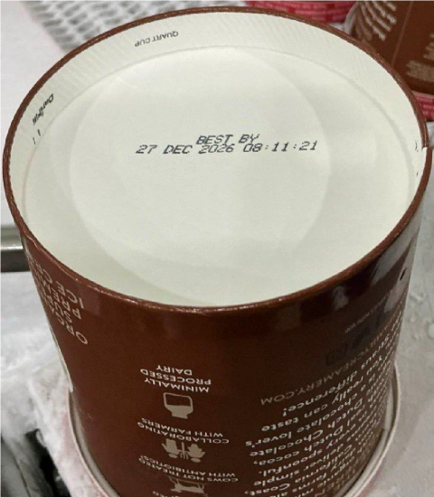 Location of coding on bottom of container example 2, Straus Family Creamery Organic Ice Cream