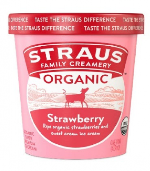 Image of Straus Family Creamery Organic Strawberry Ice Cream Pint