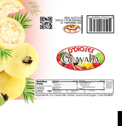Image of fruit pop label, D’Dioses GUAYABA