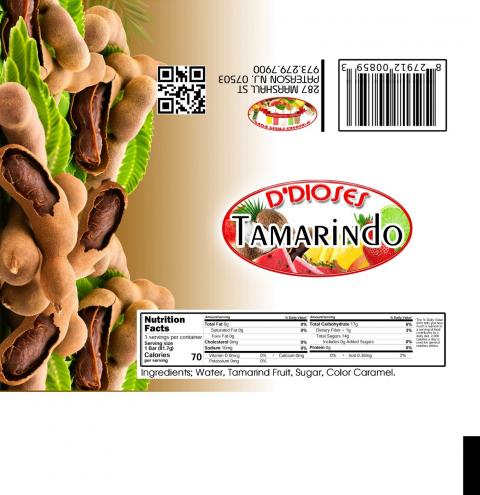 Image of fruit pop label, D’Dioses TAMARINDO