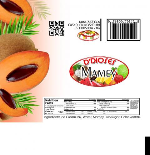 Image of fruit pop label, D’Dioses MAMEY