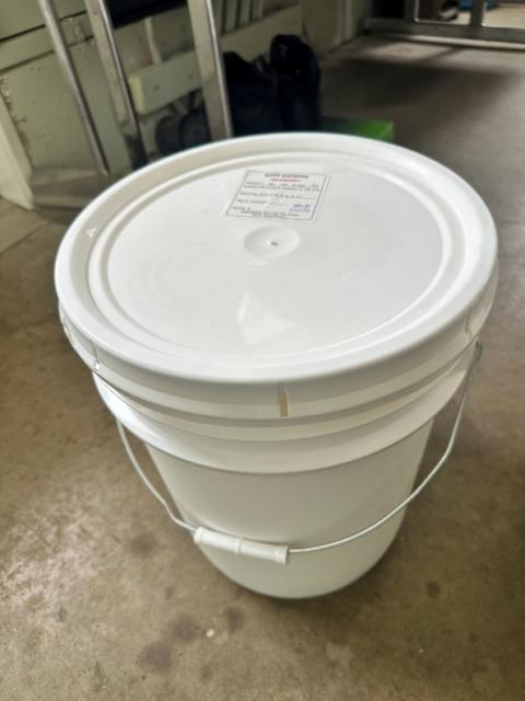 Photograph of white bucket of Soft Ricotta Cheese, 5 gallon