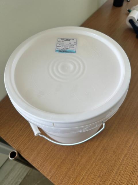 Photograph of white bucket of Soft Ricotta Cheese, 2 gallon