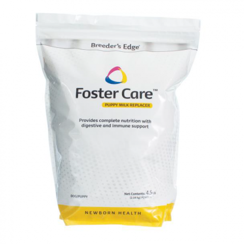 Image of front bag label, Breeder’s Edge Foster Care Puppy Milk Replacer, Net Contents 4.5 lb