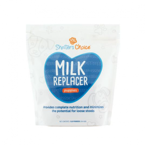 Image of front bag label, Shelter’s Choice Milk Replacer Puppies