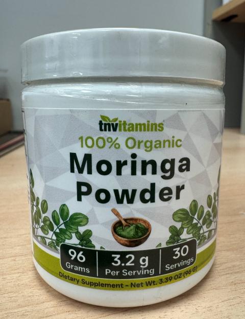 TN Organic Moringa Powder Front- Lot 2782 Exp 5-2028