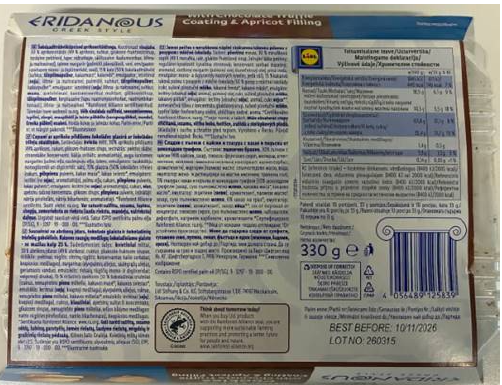 Back of box, BEST BEFORE 10/11/2026, LOT No 260315, Nutrition and Ingredients statement