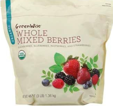 GreenWise Organic Whole Mixed Berries, 48-ounce, UPC 41415-12153