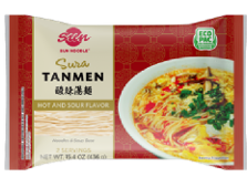 Sura Tanmen Hot and Sour Flavor Premium Japanese Noodles & Soup Base, front of package, Net Wt. 15.4 oz