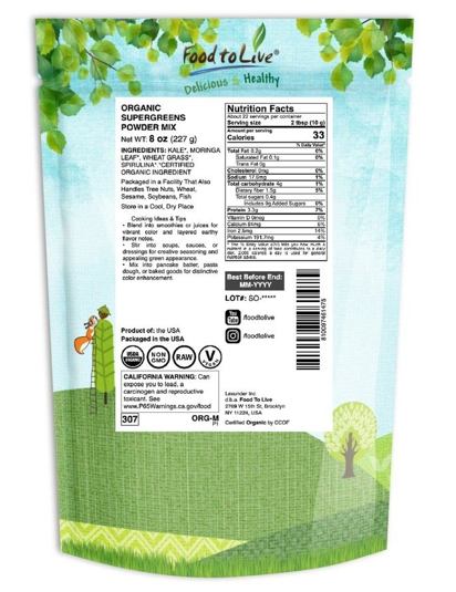 Food to Live Green Powders Recalled for Salmonella Risk