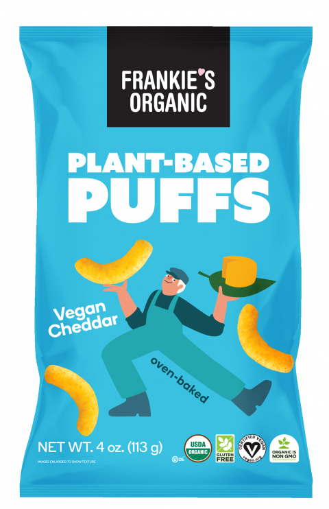 Frankie’s Organic Plant-Based Puffs Vegan Cheddar Net Wt. 4 oz. (113 g)