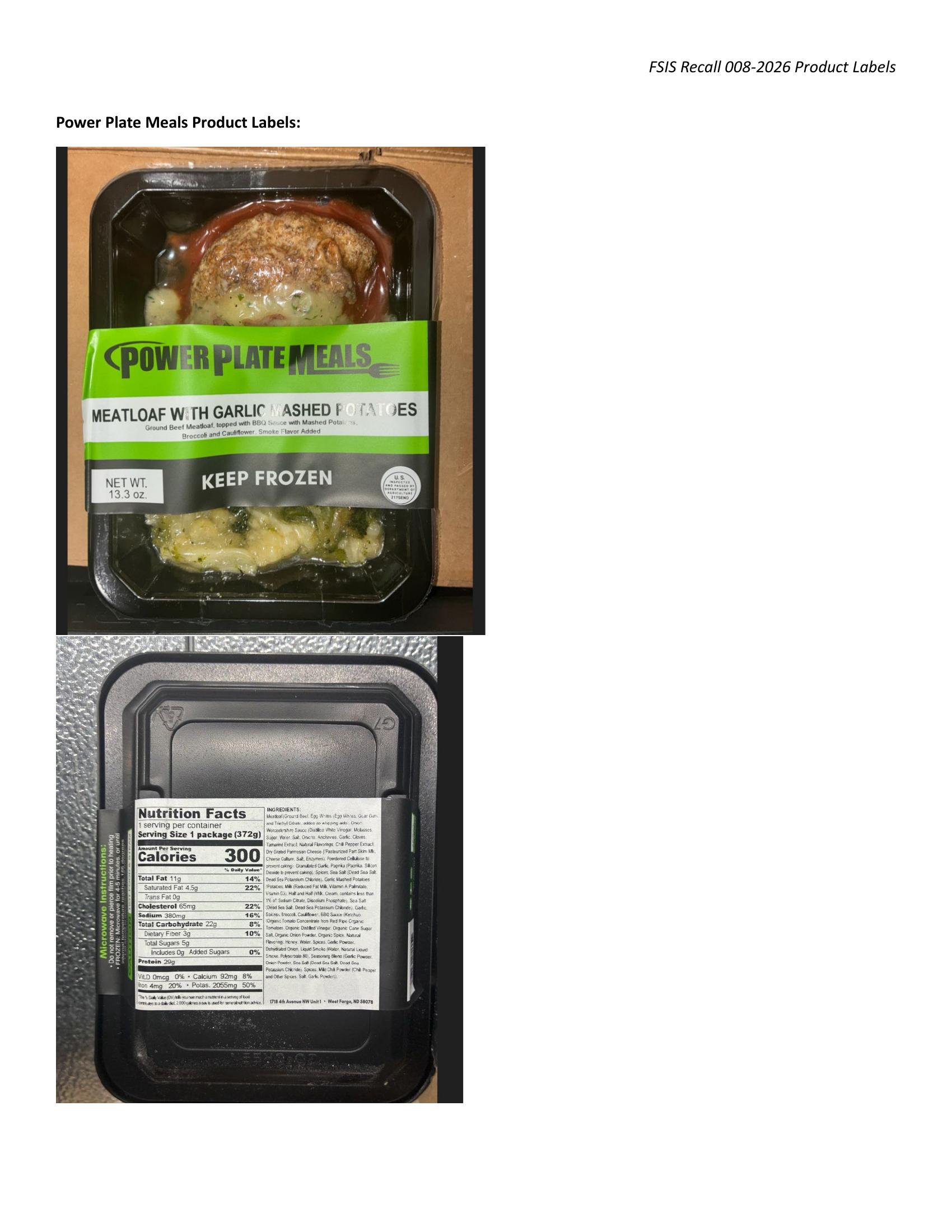 Power Plate Meals Recalls Meatloaf for Undeclared Soy Allergen