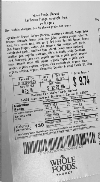 Whole Foods Market Caribbean Mango Pineapple Turkey Burger