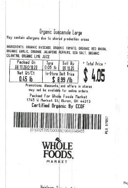 Whole Foods Market Organic Guacamole Large