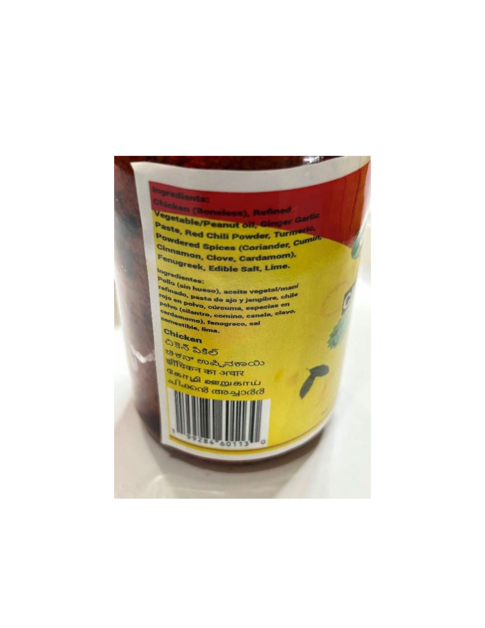 Product label for 8-oz. glass jars containing “Gangothri Goat Pickle”; 8-oz. glass jars containing “Gangothri Gongura Goat Pickle”; 8-oz. glass jars containing “Gangothri Chicken Pickle”; 8-oz. glass jars containing “Gangothri Gongura Chicken Pickle” (page 9)