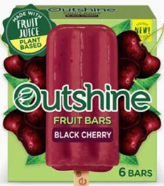 Outshine Fruit Bars Black Cherry 6 Bars, UPC 041548000121