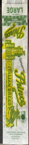 Prince Sesame Italian Bread Large, Net Wt. 12 oz (340g) label