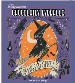 Little Temptations Chocolatey Eyeballs Spooks & Spells, Front Label, 10 oz.