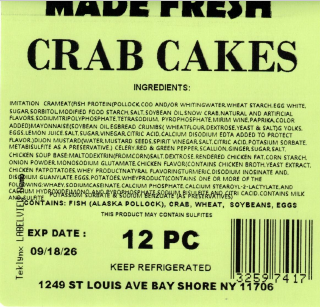 Made Fresh Salads Crab Cakes 12 PC