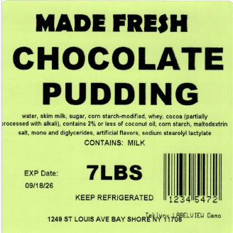 Made Fresh Salads Chocolate Pudding 7 LBS