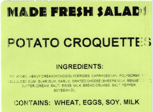 Made Fresh Salads Potato Croquettes