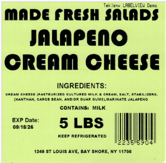 Made Fresh Salads Jalapeno Cream Cheese 5 LBS