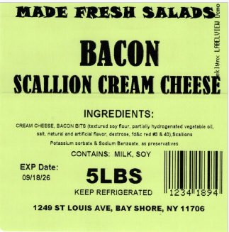 Made Fresh Salads Bacon Scallion Cream Cheese 5 LBS