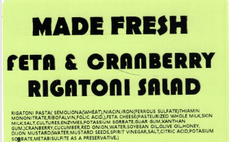 Made Fresh Salads Feta & Cranberry Rigatoni Salad