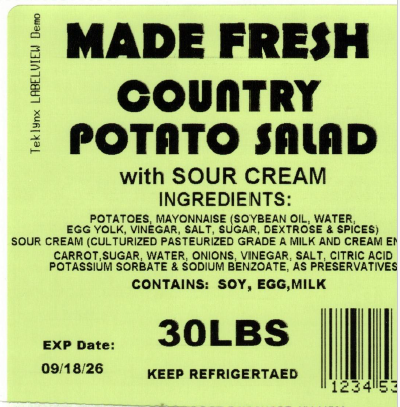 Made Fresh Country Potato Salad with Sour Cream 30 LBS