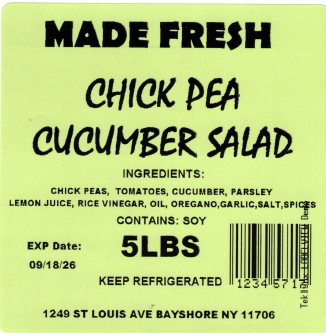 Made Fresh Salads Chick Pea Cucumber Salad 5 LBS