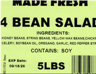 Made Fresh Salads 4 Bean Salad 5 LBS