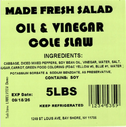 Made Fresh Salad Oil & Vinegar Cole Slaw 5 LBS