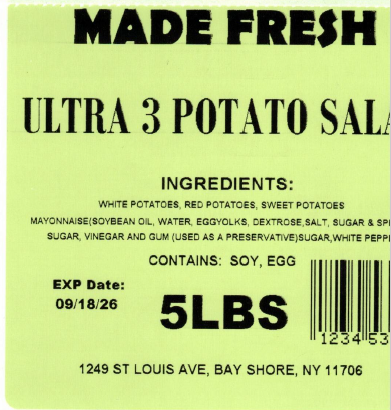 Made Fresh Salads Ultra 3 Potato Salad 5 LBS