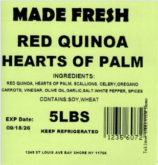 Made Fresh Salads Red Quinoa Hearts of Palm 5 LBS
