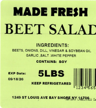 Made Fresh Salads Beet Salad 5 LBS
