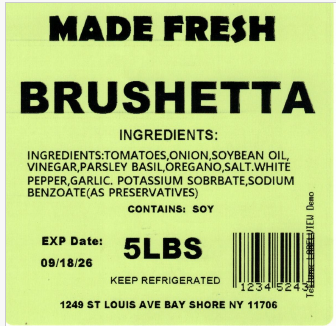 Made Fresh Salads Brushetta 5 LBS