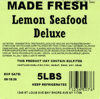 Made Fresh Salads Lemon Seafood Deluxe 5 LBS