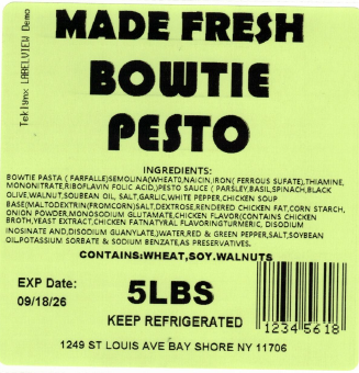 Made Fresh Salads Bowtie Pesto 5 LBS