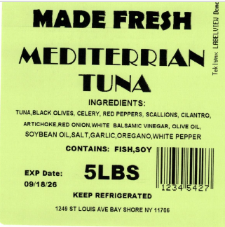 Made Fresh Salads Mediterrian Tuna 5 LBS