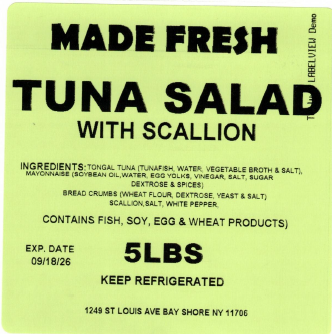 Made Fresh Salads Tuna Salad With Scallion 5 LBS