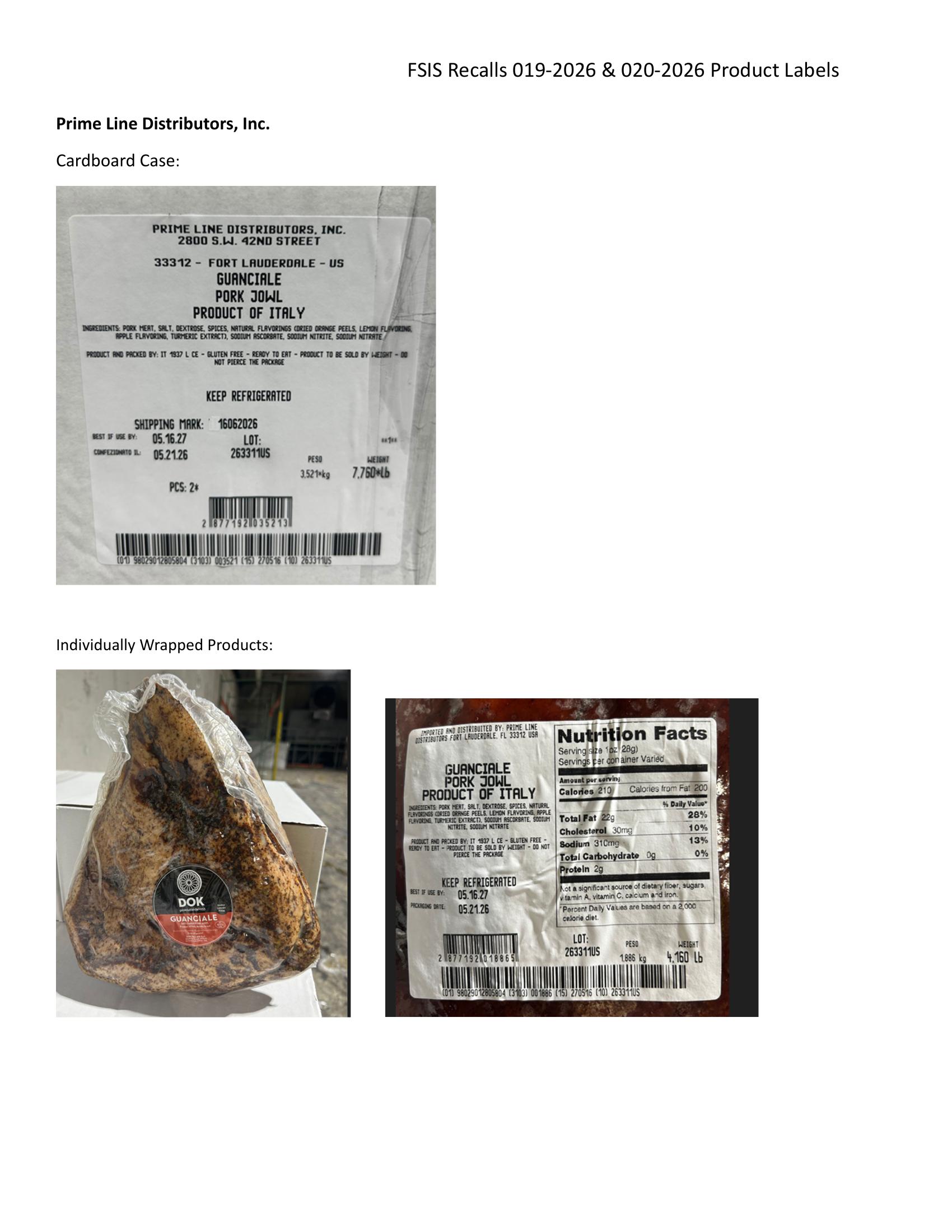 Recall Alert: Pork Jowl Products for Listeria Risk